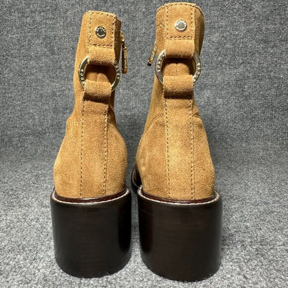 Radley London Ankle Boots Womens Size 8 Camel Brown Leather Side Zip Booties - Picture 4 of 10
